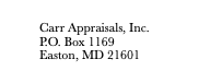 Carr Appraisals, Inc. Address